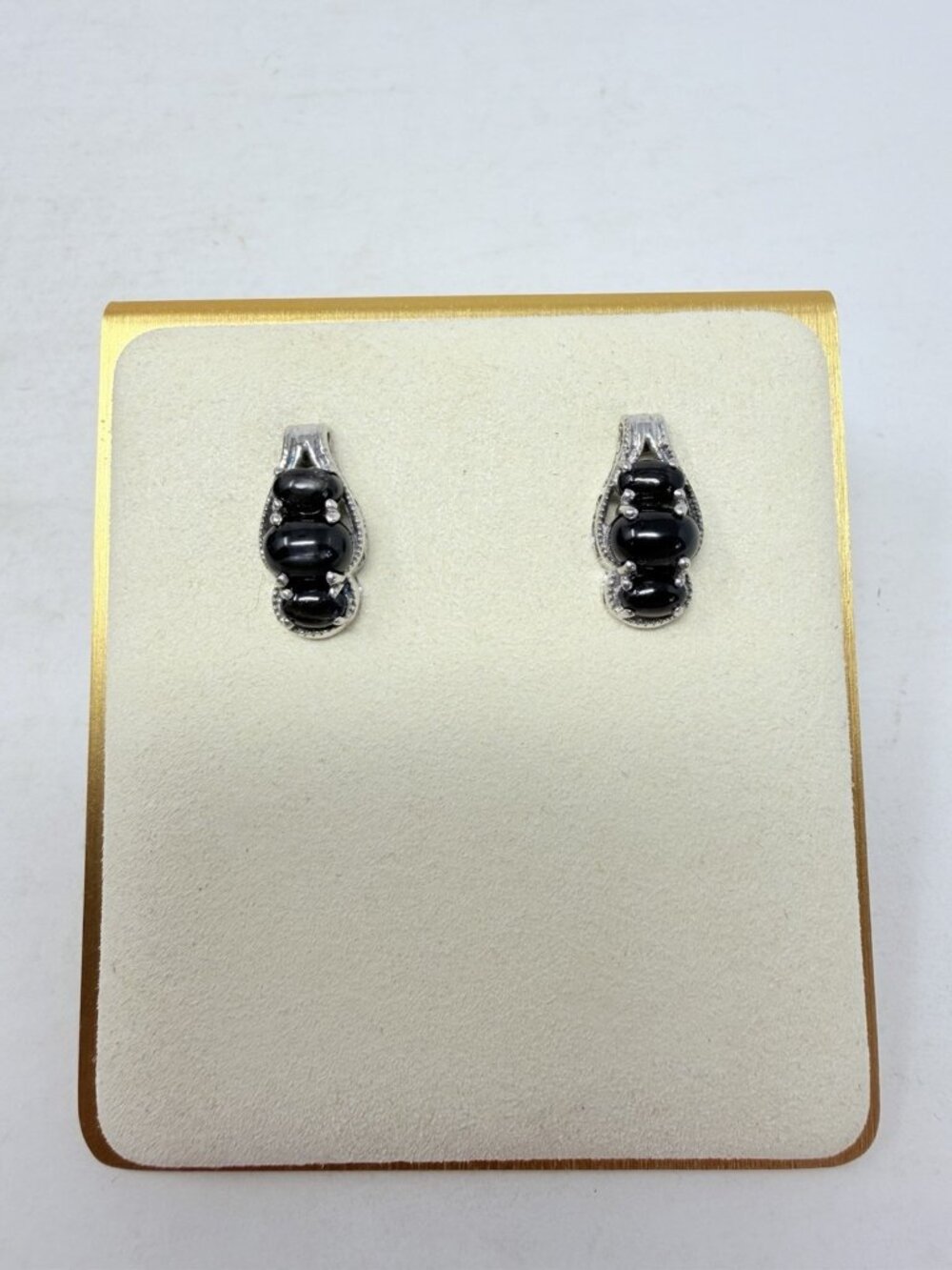 Shop LC Black Star Diopside Oval Earrings‎ Platinum Overlay Sterling Silver 5528